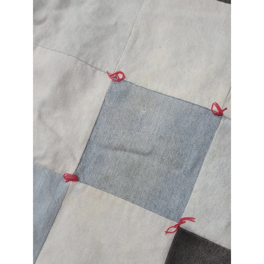 Vintage Guess Denim Patchwork Quilt American Flag Reversible Americana 70x100